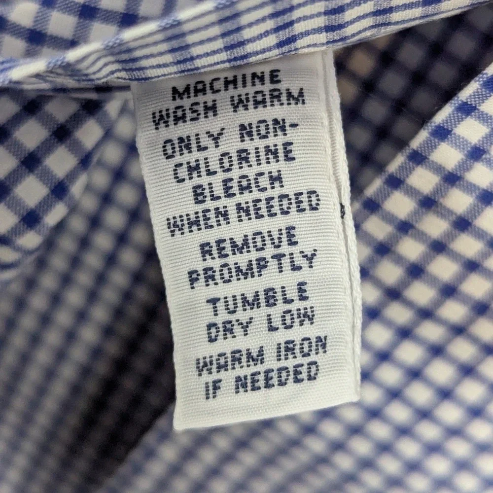 Ralph Lauren Mens Classic Fit Gingham Button Down Shirt Blue White Size 16 34/35